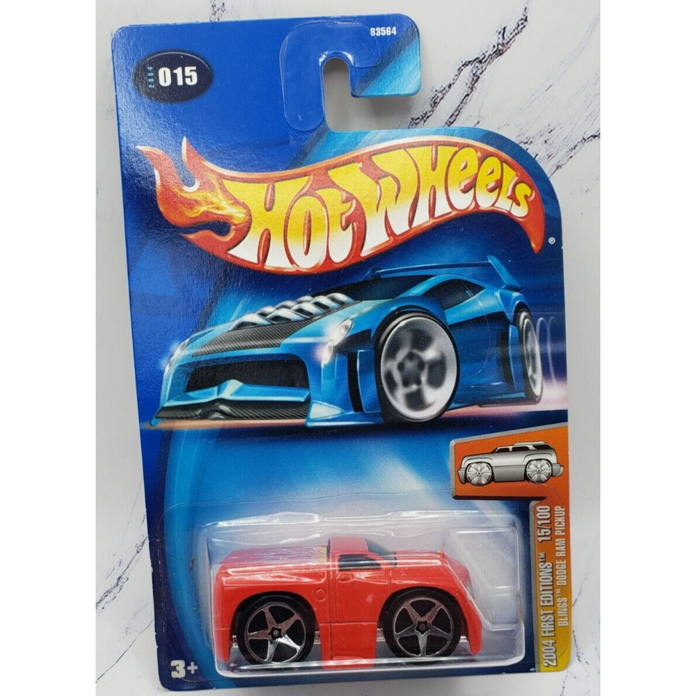 Hot Wheels 2004 First Editions 15/100 Blings Dodge Ram Pickup #015 Red